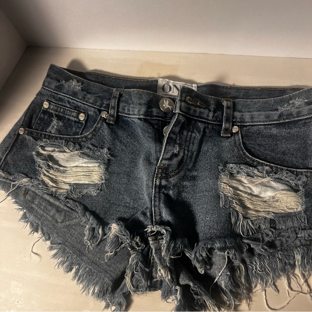 One Teaspoon Trash Whores Women's Blue Jean Shorts.